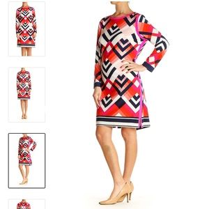 Eliza J Geometric Print Shift Dress Size 4P NWT